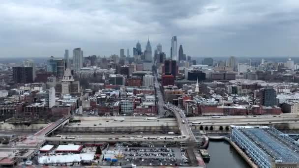 Місто Філадельфія Аерофотозйомка Неба Дронами — стокове відео