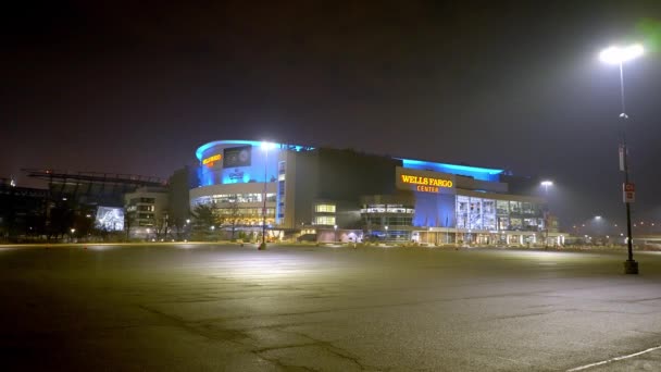 Wells Fargo Center Home Philadelphia 76Ers Philadelphia Flyers Philadelphia United — Stok Video