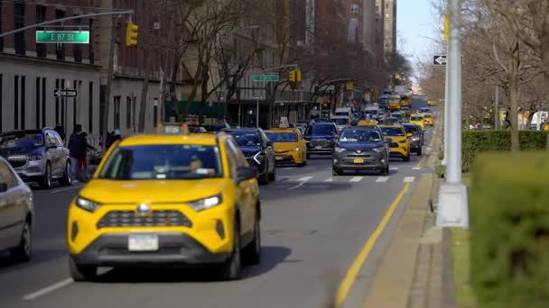 Gele Taxi New York New York City Verenigde Staten Februari — Stockvideo