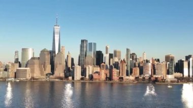 New York şehrinin silüeti - hava görüntüsü - insansız hava aracı fotoğrafçılığı