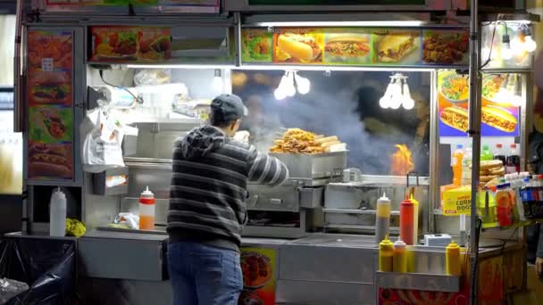 New York Streetfood Hot Dogs Times Square New York City — Vídeo de Stock