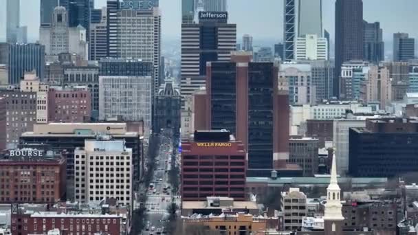 Pusat Kota Philadelphia Tembakan Pesawat Tak Berawak Foto Drone — Stok Video