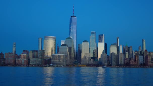 Skyline Von Downtown Manhattan Das Finanzviertel New York Vereinigte Staaten — Stockvideo