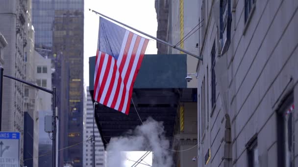 Bandera Los Estados Unidos Anexa Edificio Nueva York City Estados — Vídeo de stock