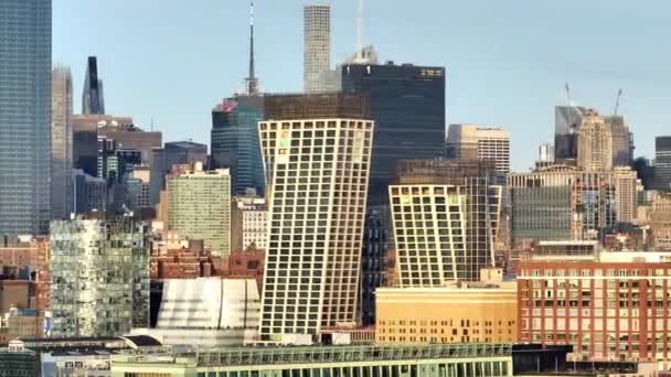 Voo Longo Orla Manhattan Fotografia Drones — Vídeo de Stock