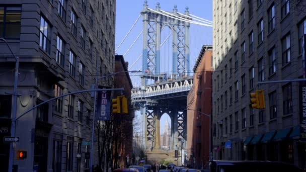 Manhattan Bridge Viewpoint Dumbo Brooklyn New York City Förenade Staterna — Stockvideo
