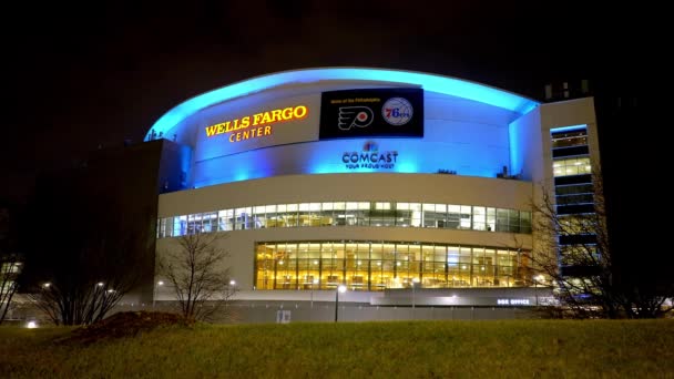 Wells Fargo Center Home Philadelphia 76Ers Philadelphia Flyers Philadelphia United — Vídeo de stock