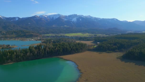 Schöner Faaker See Österreich Auch Faaker See Genannt Luftaufnahme Reisefotos — Stockvideo