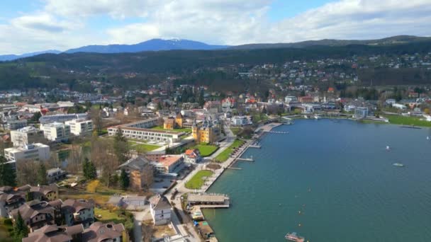 Cidade Velden Lago Woerthersee Áustria Viagens — Vídeo de Stock