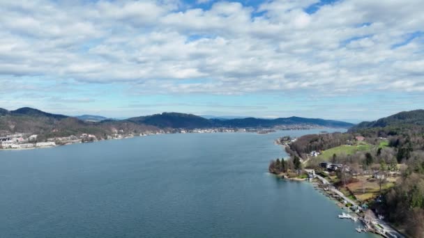 Lake Woerthersee Austria Aerial View Travel Photography — Stock Video