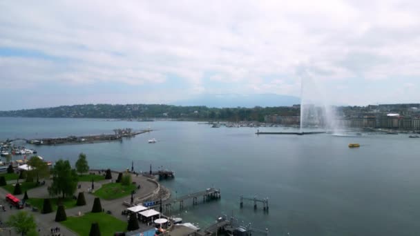 Genèvesjön Schweiz Även Kallad Lake Leman Antenn Utsikt Med Drönare — Stockvideo