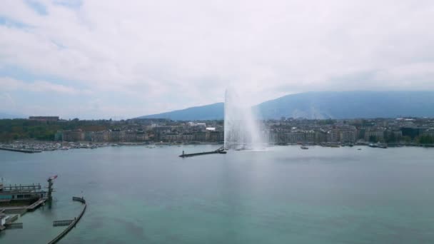 Jezero Ženeva Švýcarsku Také Volal Lake Leman Letecký Pohled Dronem — Stock video