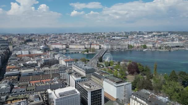 Ciudad Ginebra Suiza Desde Arriba Vista Panorámica Vista Aérea Por — Vídeo de stock