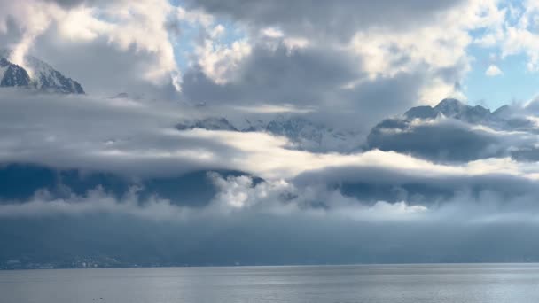 Nuages Bas Dessus Lac Léman Suisse Photographie Voyage Suisse — Video