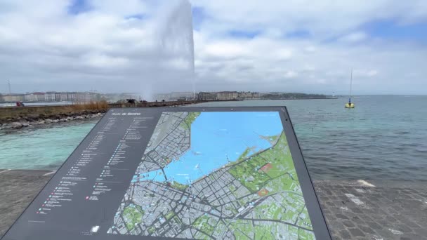 Mappa Ginevra Svizzera Sul Lago Leman Geneva Svizzera Europa Aprile — Video Stock
