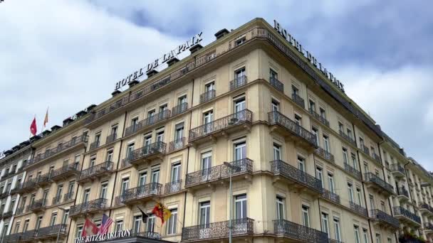 Ritz Carlton Hotel Paix Genebra Geneva Suíça Europa Abril 2023 — Vídeo de Stock