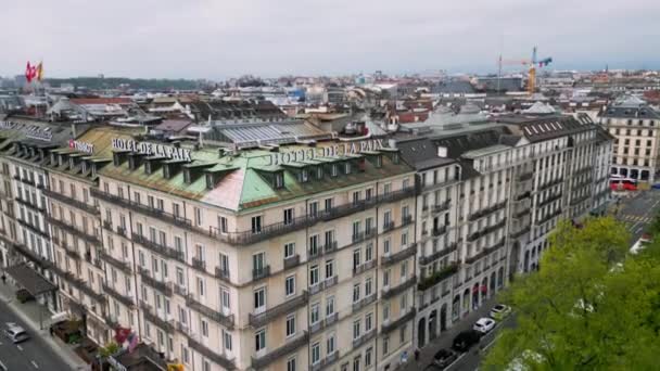 Berömda Hotel Paix Geneve Schweiz Geneva Switzerland Europe April 2023 — Stockvideo