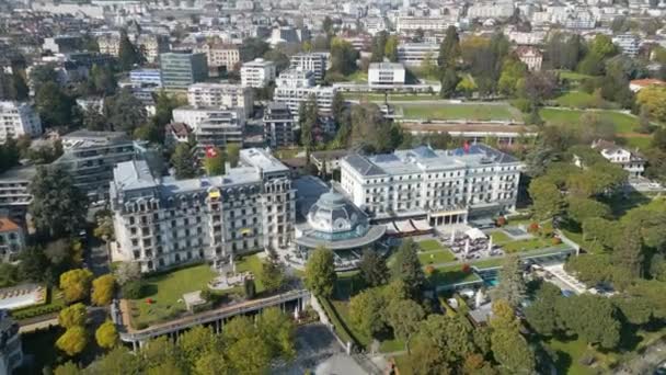 Ξενοδοχείο Beau Rivage Palace Στη Λωζάνη Lausanne Ελβετια Ευρωπη Απριλίου — Αρχείο Βίντεο