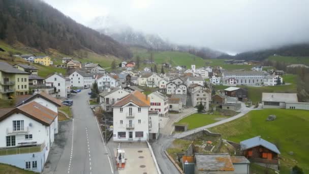Simplon Village Simplon Pass Switzerland Air View Drone — стокове відео