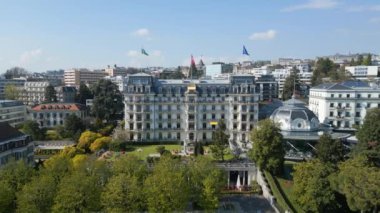 Lozan 'daki Beau Rivage Palace Oteli - LAUSANNE, SWitzERLAND EUROPE - 20 Nisan 2023
