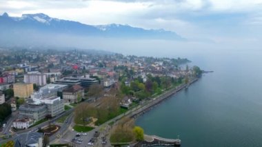 Yukarıdan Vevey Riviera - İHA 'dan hava görüntüsü