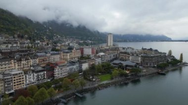 Yukarıdan Montreux Şehri - İHA 'dan hava görüntüsü