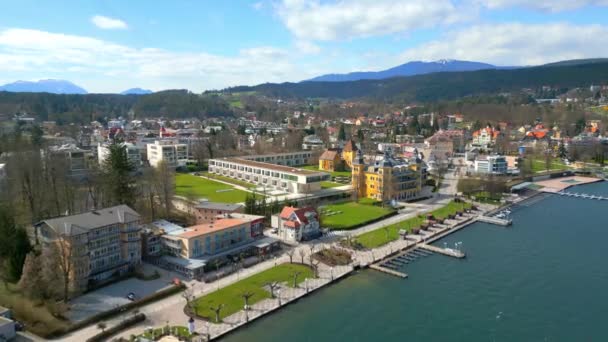 Miasto Velden Nad Jeziorem Woerthersee Austrii Podróże — Wideo stockowe