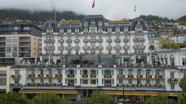 Grand Hotel Suisse City Center Montreux Montreux Switzerland Europe April — стокове відео
