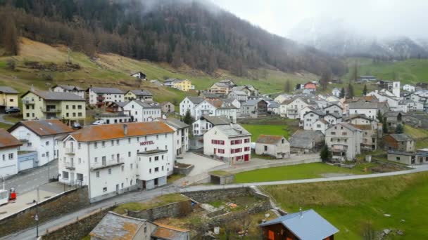 Simplon Village Simplon Pass Switzerland Air View Drone — стокове відео