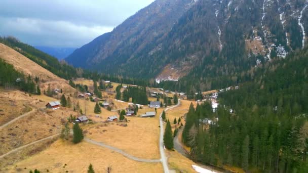 Prachtig Poellatal Dal Oostenrijk Verbazingwekkend Landschap Van Boven Reizen Fotografie — Stockvideo