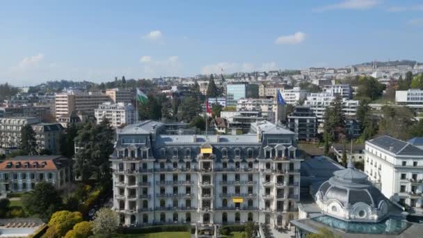 Hotel Beau Rivage Palace Lozannie Lausanne Switzerland Europe Kwietnia 2023 — Wideo stockowe