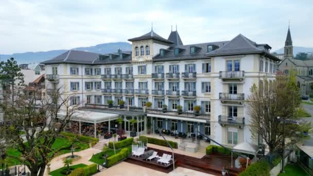 Grand Hotel Lac Městě Vevey Vevey Švýcarsko Europe 2023 — Stock video