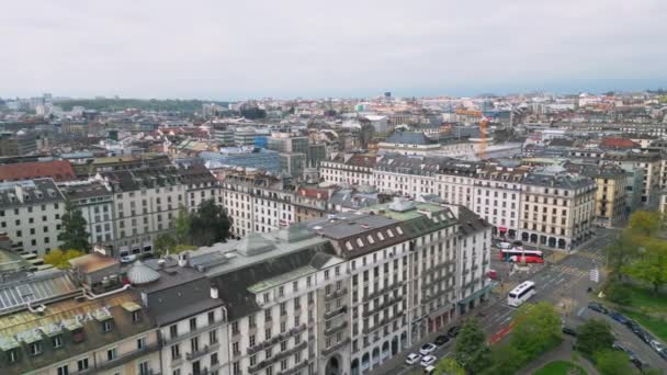 Město Ženeva Švýcarsko Shora Panoramatický Výhled Ženeva Švýcarsko Evropa Dubna — Stock video