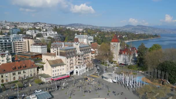 Lausanne Ouchy Ovanifrån Lausanne Switzerland Europe April 2023 — Stockvideo