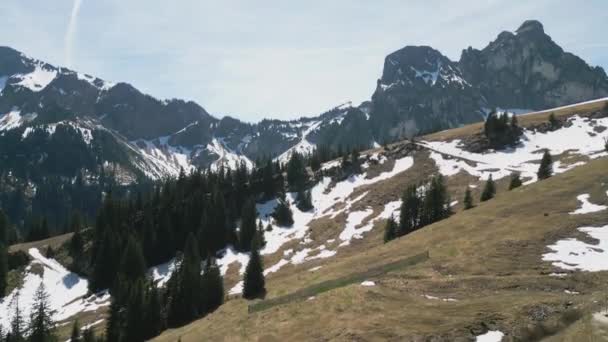 Alplerdeki Muhteşem Manzara Üzerinde Uçmak Hava Aracı Fotoğrafçılığı — Stok video