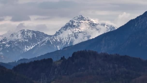 Cordilheira Dos Alpes Com Céu Dramático Vista Aérea Fotografia Aérea — Vídeo de Stock
