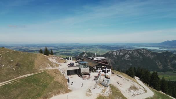 Top Estação Teleférico Nos Alpes Montanha Chalenberg Alemanha Fotografias Aéreas — Vídeo de Stock