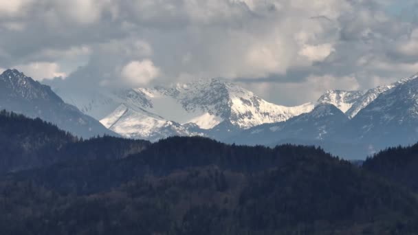 Verbazingwekkende Bergketens Alpen Vanuit Lucht Luchtfoto — Stockvideo