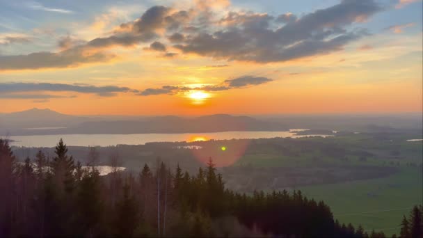 Magnífica Puesta Sol Alemania Allgau Fotografía Viaje — Vídeos de Stock