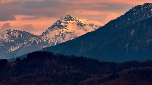 Espetacular Gama Montanhas Noite Depois Dia Ensolarado Cores Bonitas Incrível — Vídeo de Stock