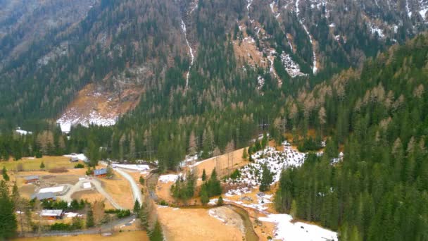 奥地利美丽的波丽亚山谷 从高空摄影中可以看到迷人的风景 — 图库视频影像