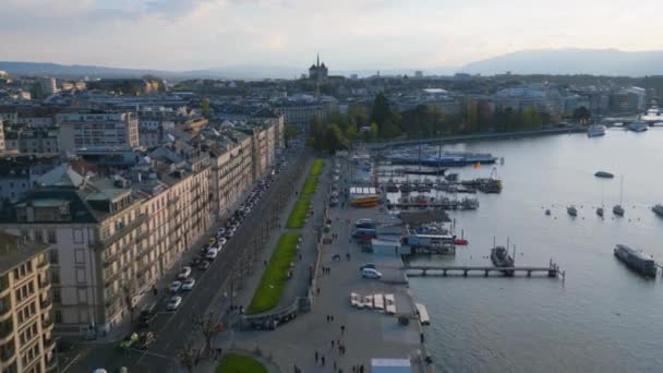 Sviçre Nin Cenevre Kenti Leman Gölü Geneva Switzerland Europe Nisan — Stok video