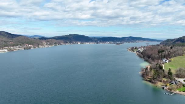 奥地利著名的Woerthersee湖 空中风景 旅行摄影 — 图库视频影像
