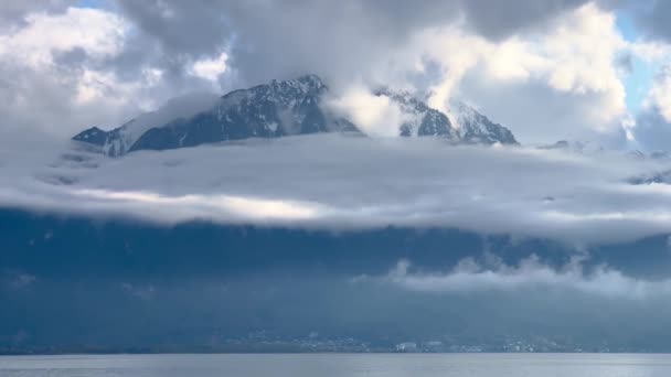 Alacsony Felhők Felett Leman Svájcban Utazási Fotózás Svájcban — Stock videók