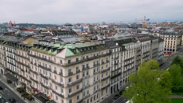 Cenevre Sviçre Deki Ünlü Hotel Paix Geneva Switzerland Europe Nisan — Stok video