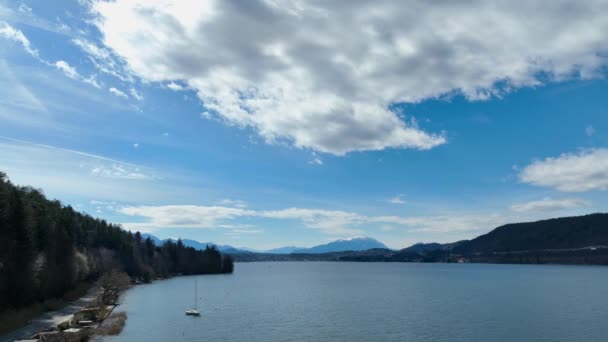 Lago Woerthersee Austria Vista Aérea Fotografía Viaje — Vídeos de Stock