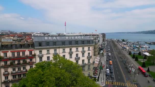 Famoso Hotel Beau Rivage Nella Città Ginevra Svizzera Geneva Svizzera — Video Stock