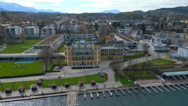Falkensteiner Schlosshotel Staden Velden Vid Sjön Woerthersee Österrike Fotografi — Stockvideo