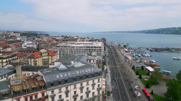 Знаменитий Готель Beau Rivage Женеві Швейцарія Geneva Switzerland Europe April — стокове відео