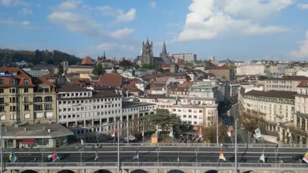 瑞士洛桑的历史市中心 2023年4月20日 — 图库视频影像